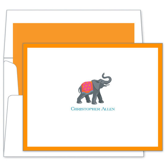 Elephant with Border Folded Note Cards